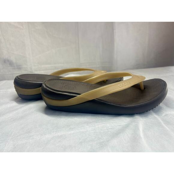 Crocs Flip Flop Thong Sandals Women Size 9 Brown - Picture 6 of 9